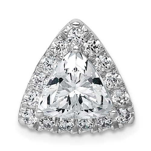 14K White Gold 2.62 Carat Lab Grown Diamond VS+ F+ Trillion Complete Halo Chain Slide Pendant