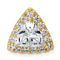 14K Yellow Gold 2.62 Carat Certified Lab Grown Diamond VS+ F+ Trillion Complete Halo Chain Slide Pendant view 1