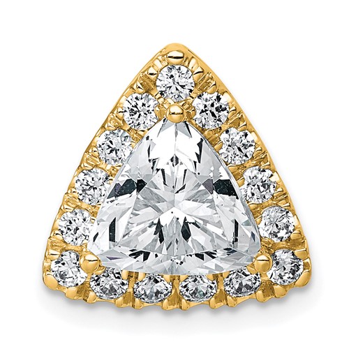14K Yellow Gold 2.62 Carat Certified Lab Grown Diamond VS+ F+ Trillion Complete Halo Chain Slide Pendant