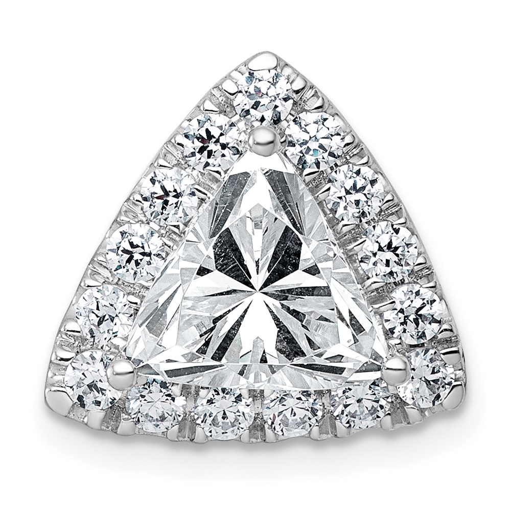 14K White Gold 3.25 Carat Lab Grown Diamond VS+ F+ Trillion Complete Halo Chain Slide Pendant