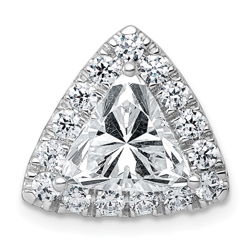 14K White Gold 3.25 Carat Lab Grown Diamond VS+ F+ Trillion Complete Halo Chain Slide Pendant