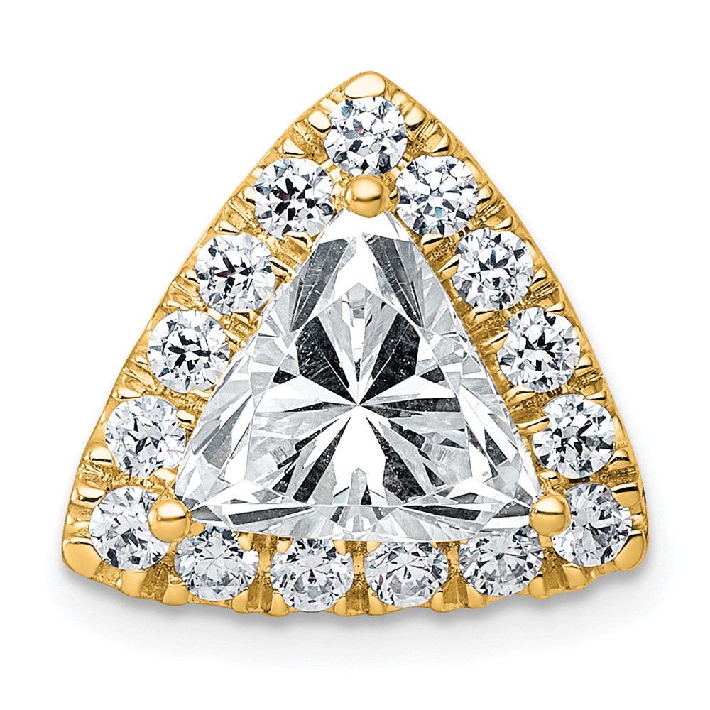 14K Yellow Gold 3.25 Carat Lab Grown Diamond VS+ F+ Trillion Complete Halo Chain Slide Pendant