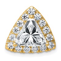 14K Yellow Gold 3.25 Carat Lab Grown Diamond VS+ F+ Trillion Complete Halo Chain Slide Pendant view 1