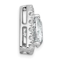 14K White Gold 3.88 Carat Certified Lab Grown Diamond VS+ F+ Trillion Complete Halo Chain Slide Pendant view 2