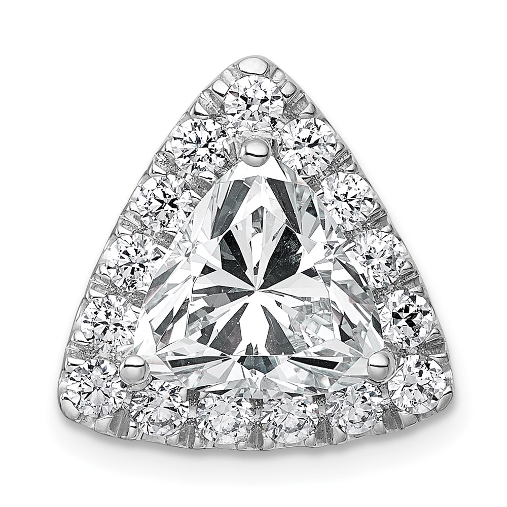 14K White Gold 3.88 Carat Certified Lab Grown Diamond VS+ F+ Trillion Complete Halo Chain Slide Pendant
