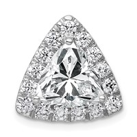 14K White Gold 3.88 Carat Certified Lab Grown Diamond VS+ F+ Trillion Complete Halo Chain Slide Pendant view 1