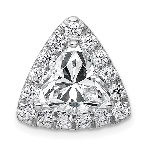 14K White Gold 3.88 Carat Lab Grown Diamond VS+ F+ Trillion Complete Halo Chain Slide Pendant