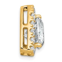 14K Yellow Gold 3.88 Carat Certified Lab Grown Diamond VS+ F+ Trillion Complete Halo Chain Slide Pendant view 2