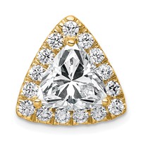 14K Yellow Gold 3.88 Carat Certified Lab Grown Diamond VS+ F+ Trillion Complete Halo Chain Slide Pendant view 1