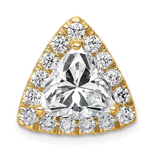 14K Yellow Gold 3.88 Carat Lab Grown Diamond VS+ F+ Trillion Complete Halo Chain Slide Pendant