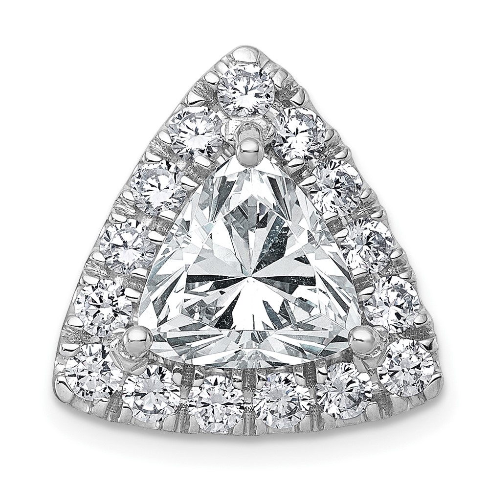 14K White Gold 5 Carat Lab Grown Diamond VS+ F+ Trillion Complete Halo Chain Slide Pendant