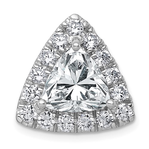 14K White Gold 5 Carat Lab Grown Diamond VS+ F+ Trillion Complete Halo Chain Slide Pendant