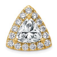 14K Yellow Gold 5 Carat Lab Grown Diamond VS+ F+ Trillion Complete Halo Chain Slide Pendant view 1