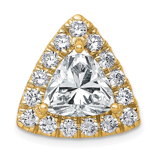 14K Yellow Gold 5 Carat Certified Lab Grown Diamond VS+ F+ Trillion Complete Halo Chain Slide Pendant