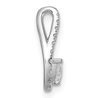 14K White Gold 0.33 Carat Lab Grown Diamond VS+ F+ Complete Fashion Teardrop Chain Slide Pendant view 2