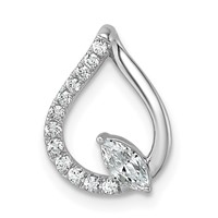 14K White Gold 0.33 Carat Lab Grown Diamond VS+ F+ Complete Fashion Teardrop Chain Slide Pendant view 1