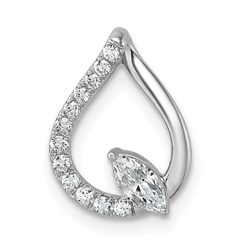 14K White Gold 0.33 Carat Lab Grown Diamond VS+ F+ Complete Fashion Teardrop Chain Slide Pendant