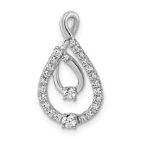 14K White Gold 0.38 Carat Lab Grown Diamond VS+ F+ Complete Fashion Teardrop Chain Slide Pendant view 1
