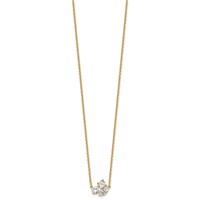 14K Yellow Gold 1 Carat Lab Grown Diamond VS+ F+ Complete Three Stone Fashion Necklace, 18" view 2
