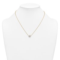 14K Yellow Gold 1 Carat Lab Grown Diamond VS+ F+ Complete Three Stone Fashion Necklace, 18" view 3