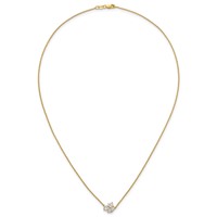 14K Yellow Gold 1 Carat Lab Grown Diamond VS+ F+ Complete Three Stone Fashion Necklace, 18" view 4