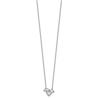 14K White Gold 1 Carat Lab Grown Diamond VS+ F+ Complete Three Stone Fashion Necklace, 18" view 2