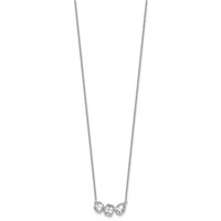 14K White Gold 1 Carat Lab Grown Diamond VS+ F+ Complete Three Stone Fashion Necklace, 18" view 2