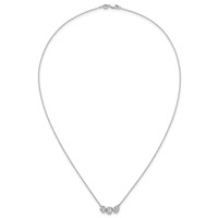 14K White Gold 1 Carat Lab Grown Diamond VS+ F+ Complete Three Stone Fashion Necklace, 18" view 4