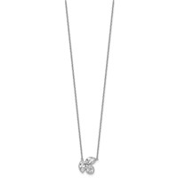14K White Gold 1 Carat Lab Grown Diamond VS+ F+ Complete Three Stone Fashion Necklace, 18" view 2