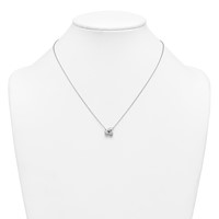 14K White Gold 1 Carat Lab Grown Diamond VS+ F+ Complete Three Stone Fashion Necklace, 18" view 3