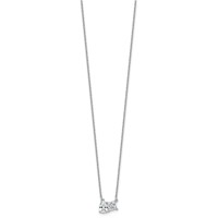 14K White Gold 1 Carat Lab Grown Diamond VS+ F+ Complete Two Stone Fashion Necklace, 18" view 2