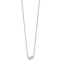 14K White Gold 1 Carat Lab Grown Diamond VS+ F+ Complete Two Stone Fashion Necklace, 18" view 2