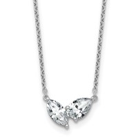 14K White Gold 1 Carat Lab Grown Diamond VS+ F+ Complete Two Stone Fashion Necklace, 18" view 1