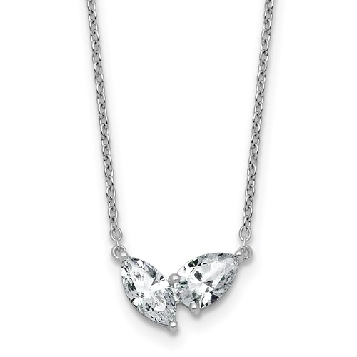 14K White Gold 1 Carat Lab Grown Diamond VS+ F+ Complete Two Stone Fashion Necklace, 18"