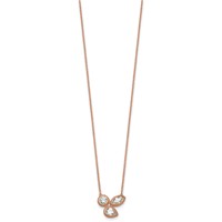 14K Rose Gold 1 Carat Lab Grown Diamond VS+ F+ Complete Three Stone Fashion Necklace, 18" view 2