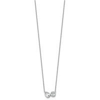 14K White Gold 1 Carat Lab Grown Diamond VS+ F+ Complete Two Stone Fashion Necklace, 18" view 2