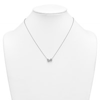 14K White Gold 1 Carat Lab Grown Diamond VS+ F+ Complete Two Stone Fashion Necklace, 18" view 3