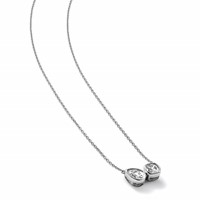 14K White Gold 1 Carat Lab Grown Diamond VS+ F+ Complete Two Stone Fashion Necklace, 18" view 5