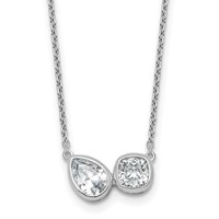 14K White Gold 1 Carat Lab Grown Diamond VS+ F+ Complete Two Stone Fashion Necklace, 18" view 1