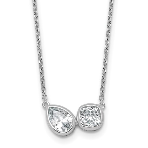 14K White Gold 1 Carat Lab Grown Diamond VS+ F+ Complete Two Stone Fashion Necklace, 18"