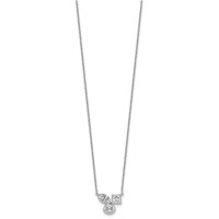 14K White Gold 1 Carat Lab Grown Diamond VS+ F+ Complete Three Stone Fashion Necklace, 18" view 2