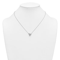 14K White Gold 1 Carat Lab Grown Diamond VS+ F+ Complete Three Stone Fashion Necklace, 18" view 3