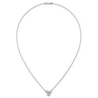 14K White Gold 1 Carat Lab Grown Diamond VS+ F+ Complete Three Stone Fashion Necklace, 18" view 4