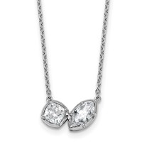 14K White Gold 1 Carat Lab Grown Diamond VS+ F+ Complete Two Stone Fashion Necklace, 18" view 1
