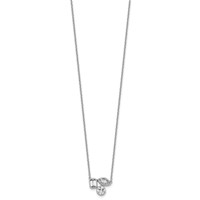 14K White Gold 1 Carat Lab Grown Diamond VS+ F+ Complete Three Stone Fashion Necklace, 18" view 2