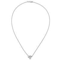 14K White Gold 1 Carat Lab Grown Diamond VS+ F+ Complete Three Stone Fashion Necklace, 18" view 4