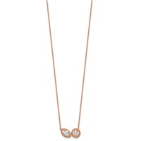 14K Rose Gold 1 Carat Lab Grown Diamond VS+ F+ Complete Two Stone Fashion Necklace, 18" view 2