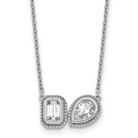 14K White Gold 1 Carat Lab Grown Diamond VS+ F+ Complete Two Stone Fashion Necklace, 18" view 1