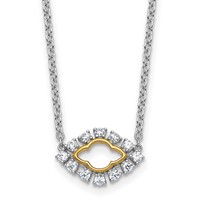 14K Two-Tone 0.38 Carat Lab Grown Diamond VS+ F+ Complete Fashion Evil Eye Necklace, 18" view 1