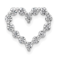 14K White Gold 0.50 Carat Lab Grown Diamond VS+ F+ Complete Heart Chain Slide Pendant view 1
